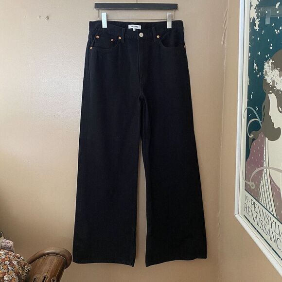Re/Done Black Jeans Wide Leg Loose Flares High Rise Denim Pants sz 26 ( 32 ) New - Picture 9 of 9